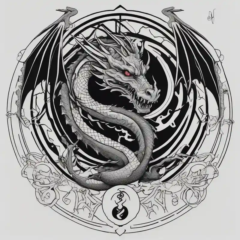 Horror dragon tattoo with cancer zodiac sign on background half sleeve tattoos for men – Blackwork, Vibrant color